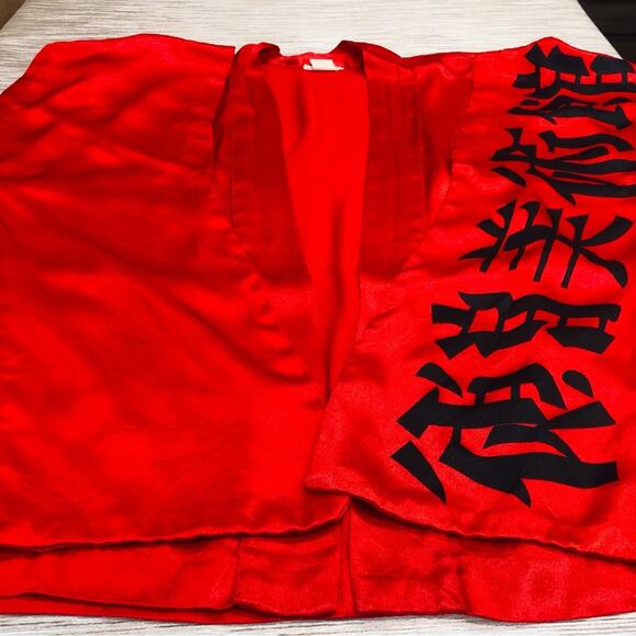 Alambic Red Asian Inspired Loungewear Set Pants and Open Front Tie Waist Robe - Picture 11 of 16